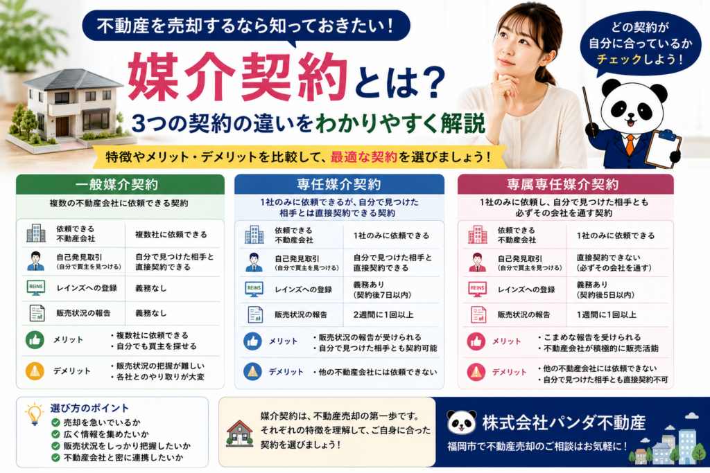 不動産売却の媒介契約とは？一般・専任・専属専任の違いをわかりやすく解説