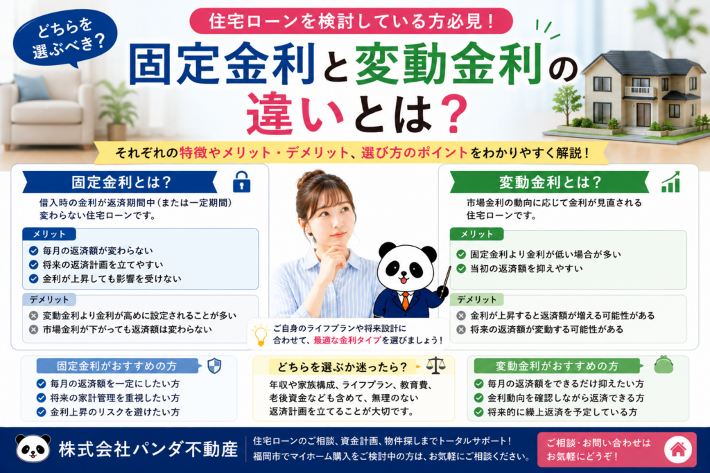 住宅ローンの固定金利と変動金利の違いとは？選び方のポイントをわかりやすく解説