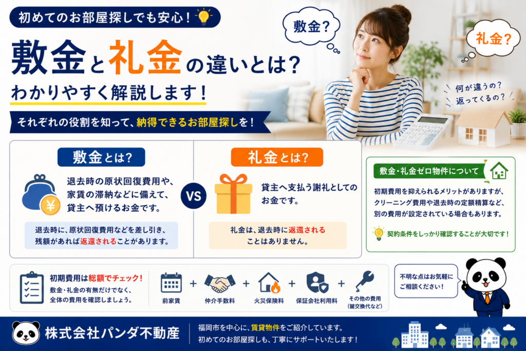 敷金と礼金の違いとは？初めてのお部屋探しでもわかりやすく解説