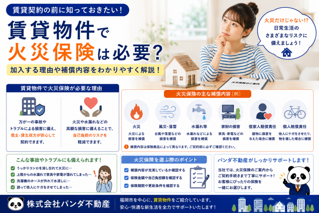 賃貸物件で火災保険は必要？加入する理由や補償内容をわかりやすく解説